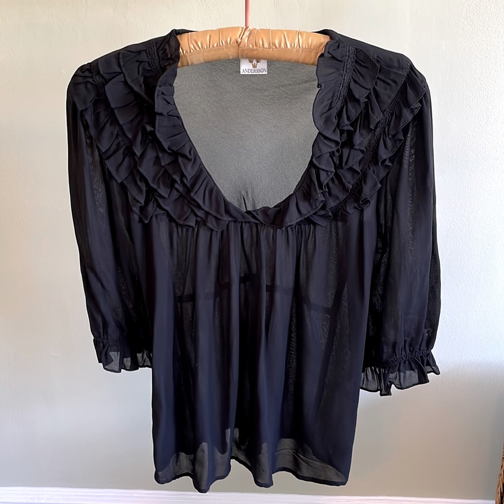 Sheer Ruffled Black top